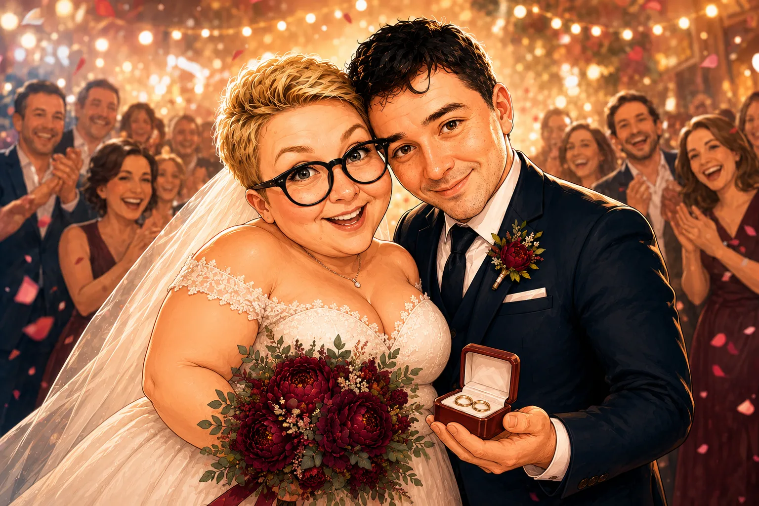 Alex and Nika with the wedding rings